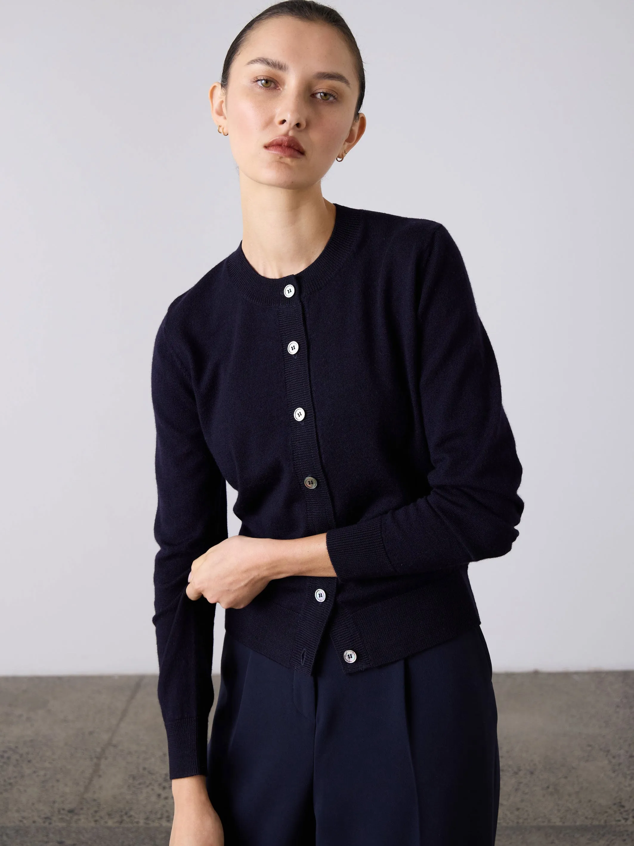 Sylvia Merino Cardigan - Navy