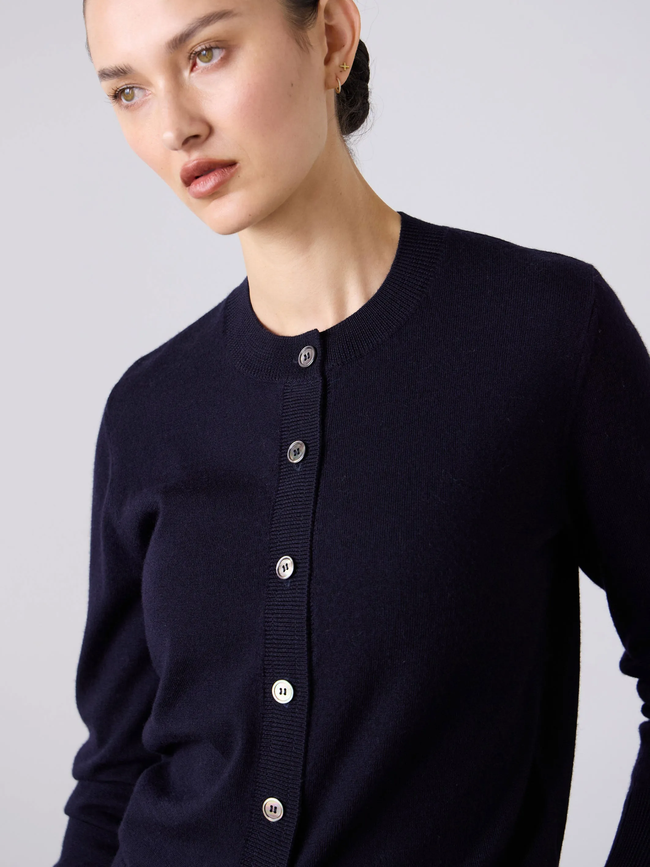 Sylvia Merino Cardigan - Navy