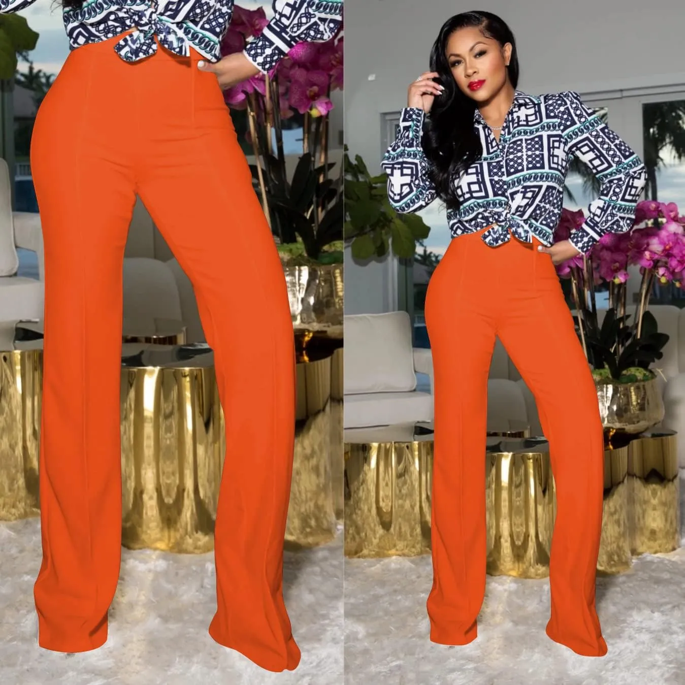 TOPSRANI Women High Waisted Dress Pants Work Trousers Slacks Bottoms Casual Pull On Long Stretch Solid Office Business