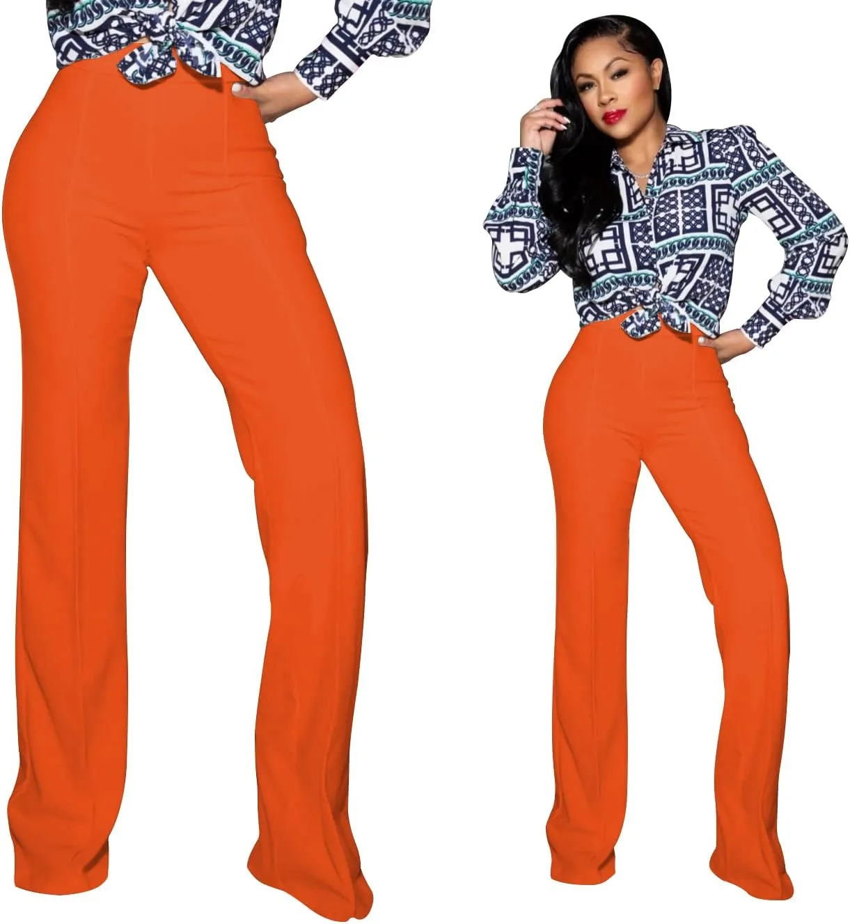 TOPSRANI Women High Waisted Dress Pants Work Trousers Slacks Bottoms Casual Pull On Long Stretch Solid Office Business