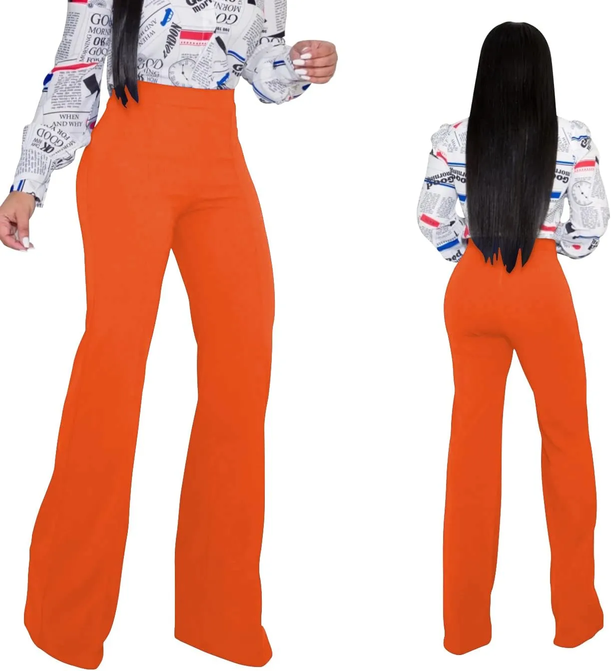 TOPSRANI Women High Waisted Dress Pants Work Trousers Slacks Bottoms Casual Pull On Long Stretch Solid Office Business