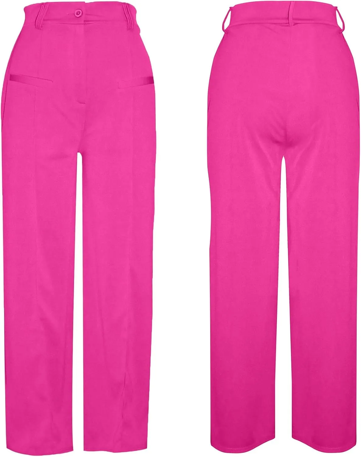 Vakkest Women High Waist Wide Leg Pants Casual Loose Palazzo Long Slacks Business Work Office Trousers with Pockets