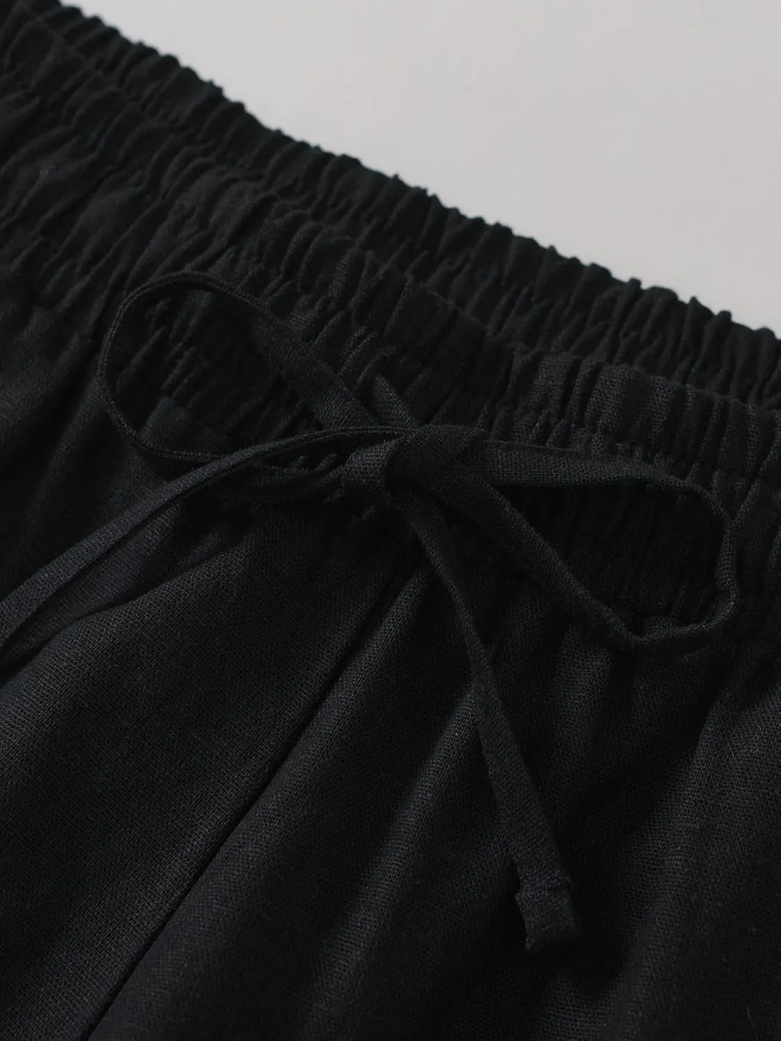 Weintee Women's Linen Capris Wide Leg Cropped Pants with Pockets
