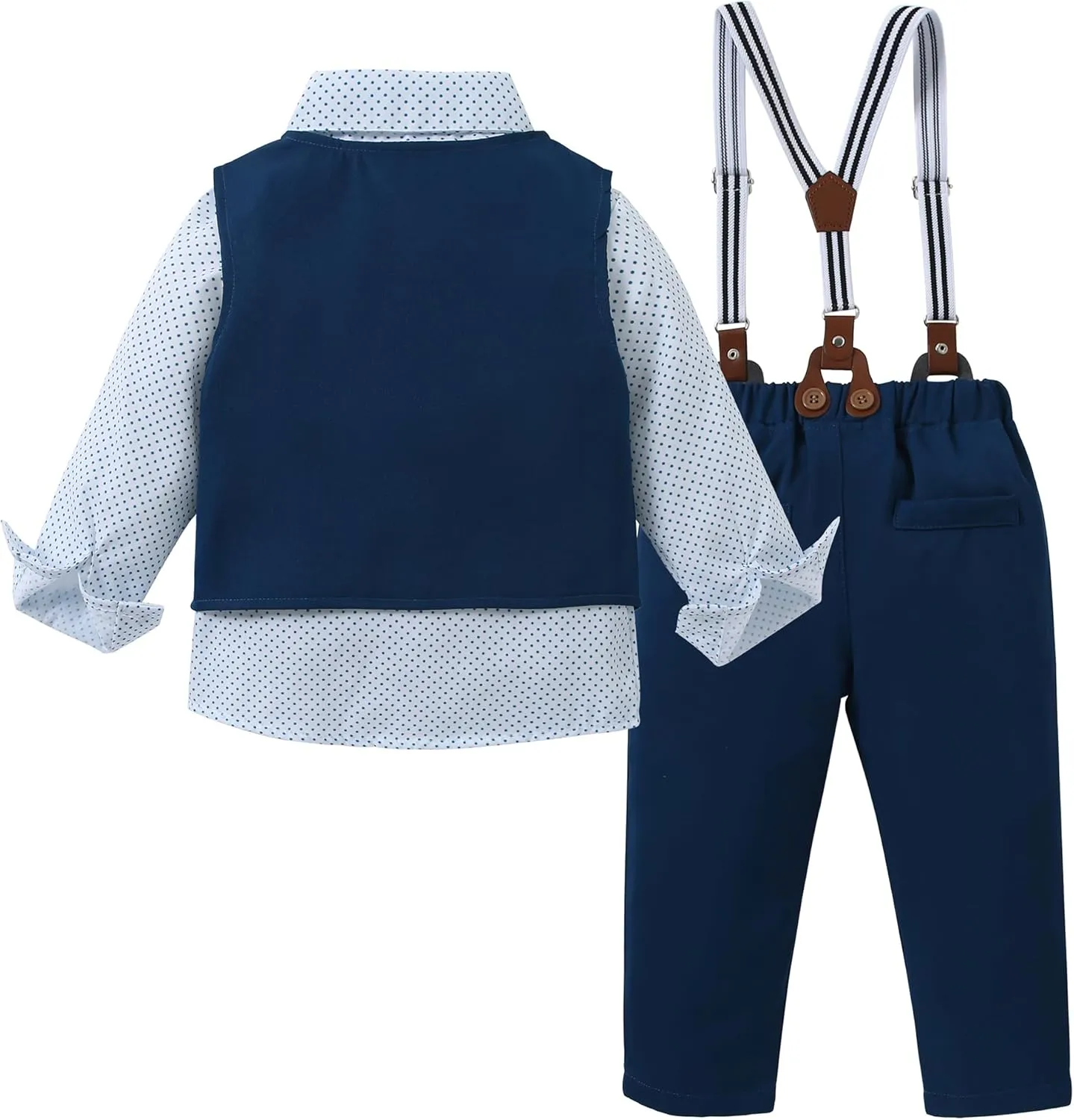 WESIDOM Toddler Boy Clothes Suit Formal Dress Shirt Bowtie Vest Boutonniere Suspender Pants Boys Gentleman Outfits Set