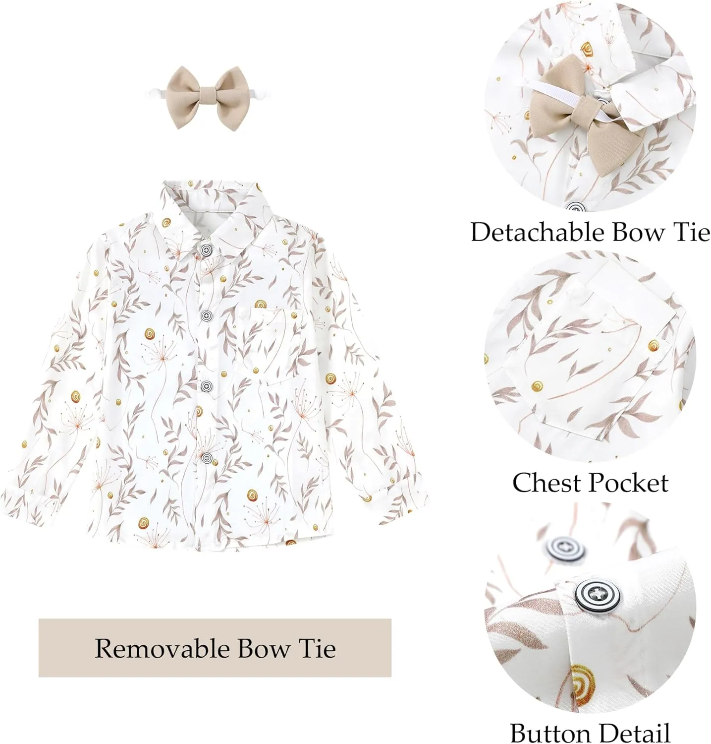 WESIDOM Toddler Boy Clothes Suit Formal Dress Shirt Bowtie Vest Boutonniere Suspender Pants Boys Gentleman Outfits Set