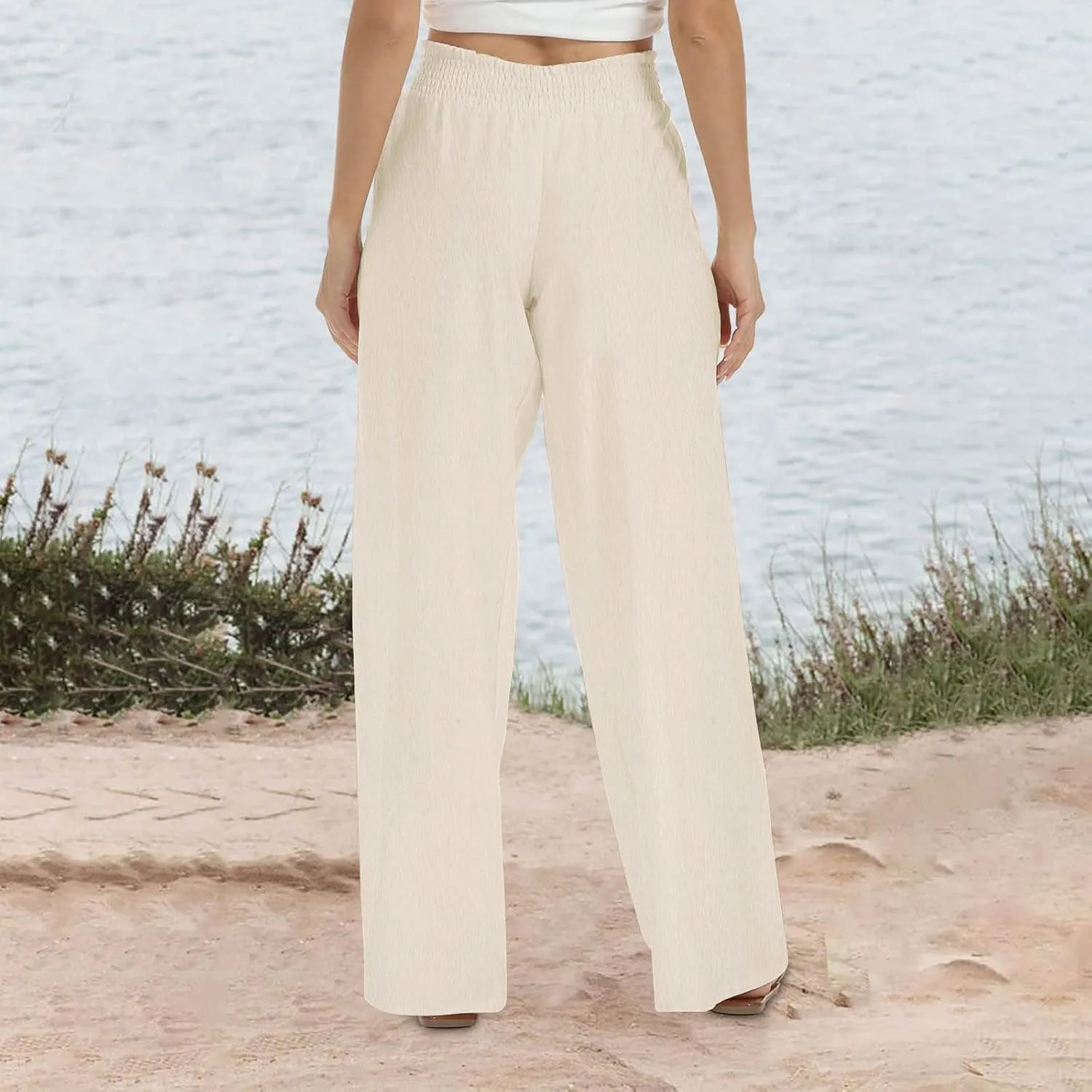 Wide Leg Pants for Women Summer Plus Size High Waist Pant Workout Casual Trousers 2025 Summer Outfits with Pockets