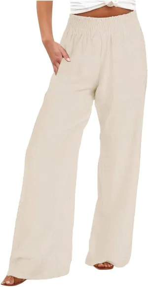 Wide Leg Pants for Women Summer Plus Size High Waist Pant Workout Casual Trousers 2025 Summer Outfits with Pockets