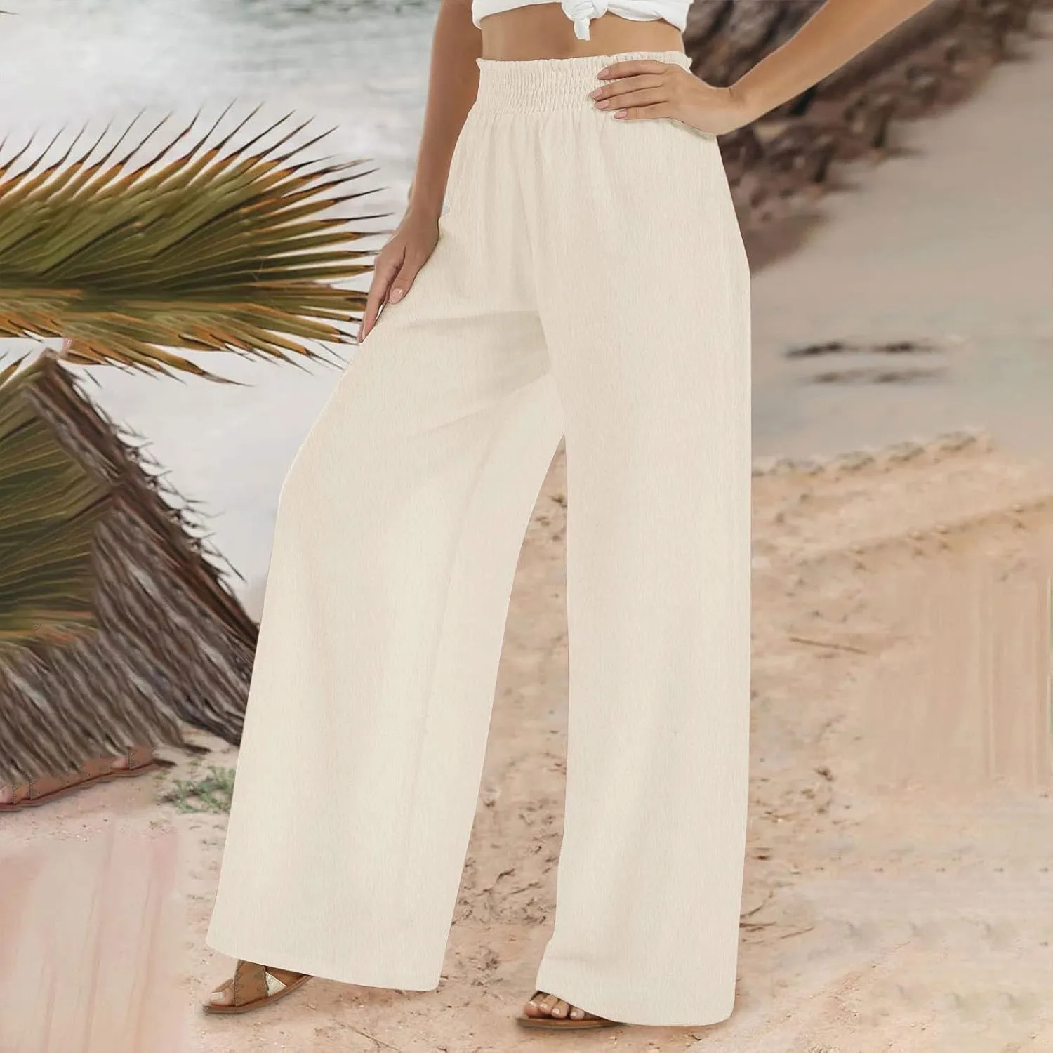 Wide Leg Pants for Women Summer Plus Size High Waist Pant Workout Casual Trousers 2025 Summer Outfits with Pockets