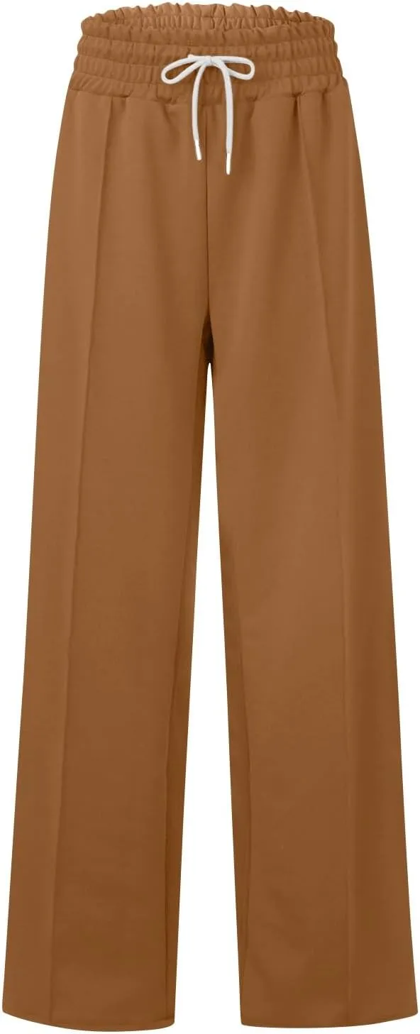 Wide Leg Sweatpants Women Trendy High Waisted Straight Leg Sweatpant for Women Lounge Workout Baggy Stretch Sweatpant