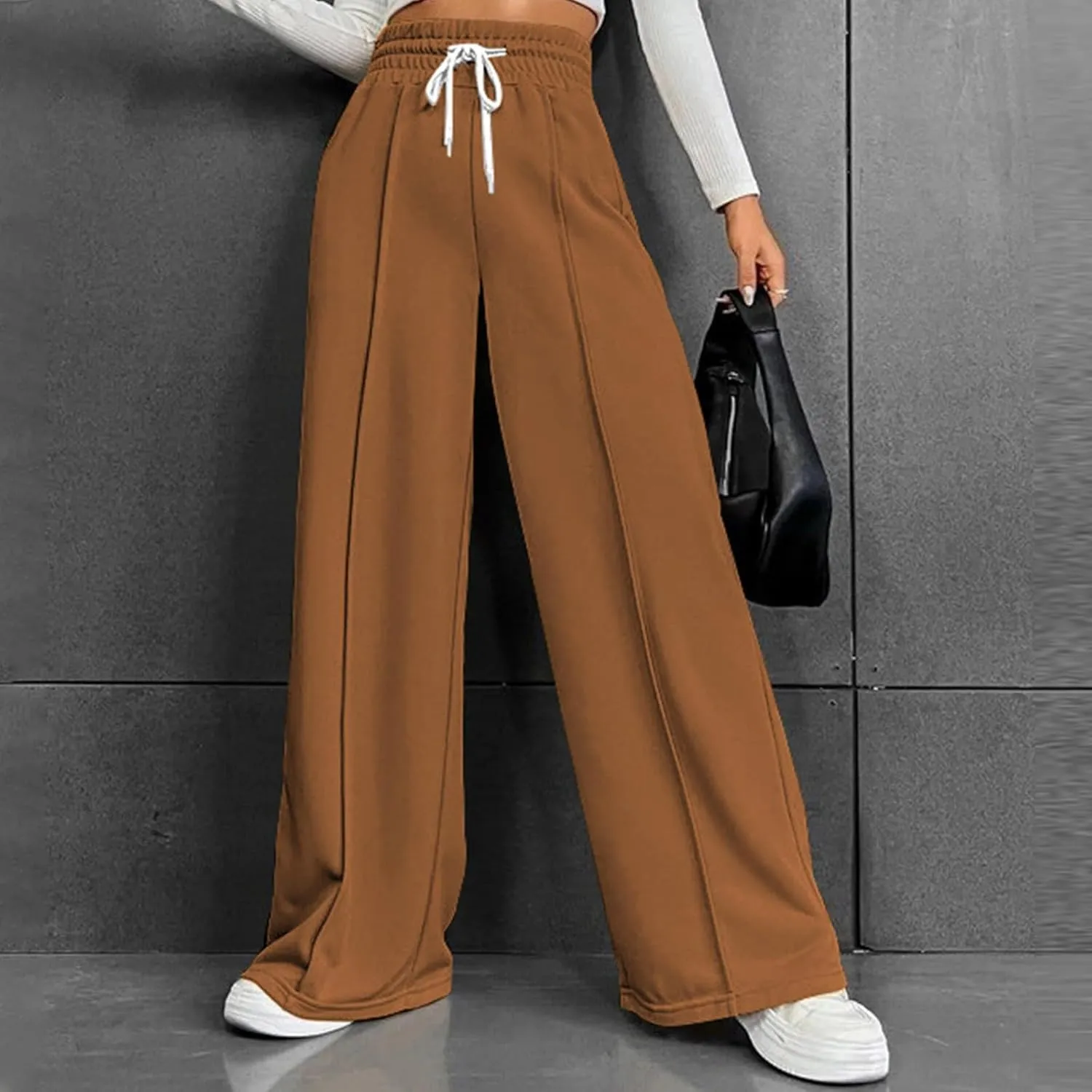 Wide Leg Sweatpants Women Trendy High Waisted Straight Leg Sweatpant for Women Lounge Workout Baggy Stretch Sweatpant