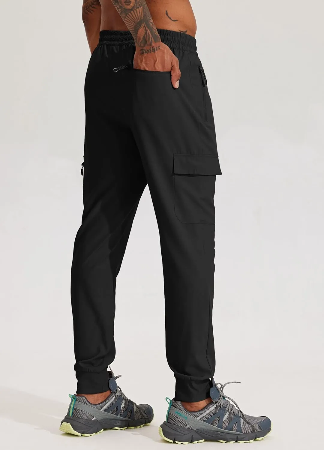 Willit Men's Hiking Joggers Travel Athletic Pants Lightweight Quick Dry Outdoor Running Pants with Zipper Pockets