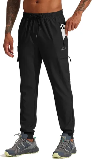 Willit Men's Hiking Joggers Travel Athletic Pants Lightweight Quick Dry Outdoor Running Pants with Zipper Pockets
