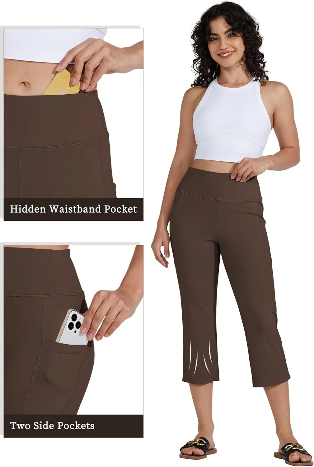 Willit Women's Yoga Capris Pants High Waist Leggings Crop Straight Leg Athletic Exercise Workout Capris 21"