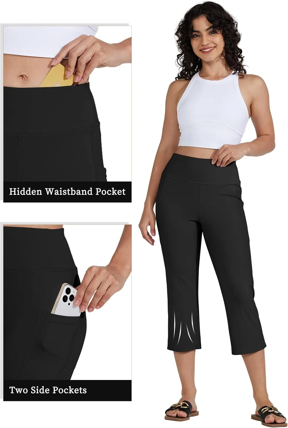 Willit Women's Yoga Capris Pants High Waist Leggings Crop Straight Leg Athletic Exercise Workout Capris 21"