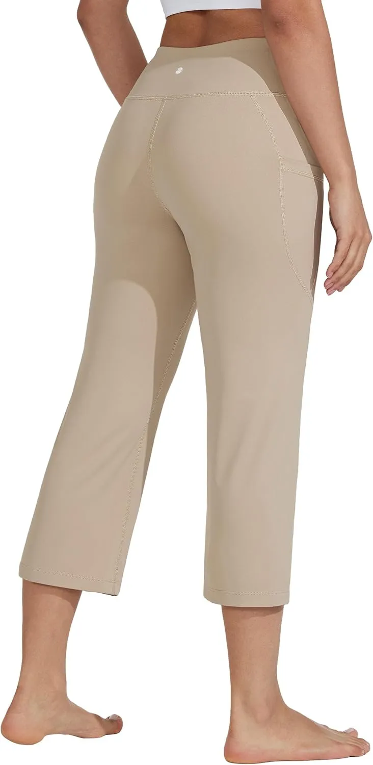 Willit Women's Yoga Capris Pants High Waist Leggings Crop Straight Leg Athletic Exercise Workout Capris 21"