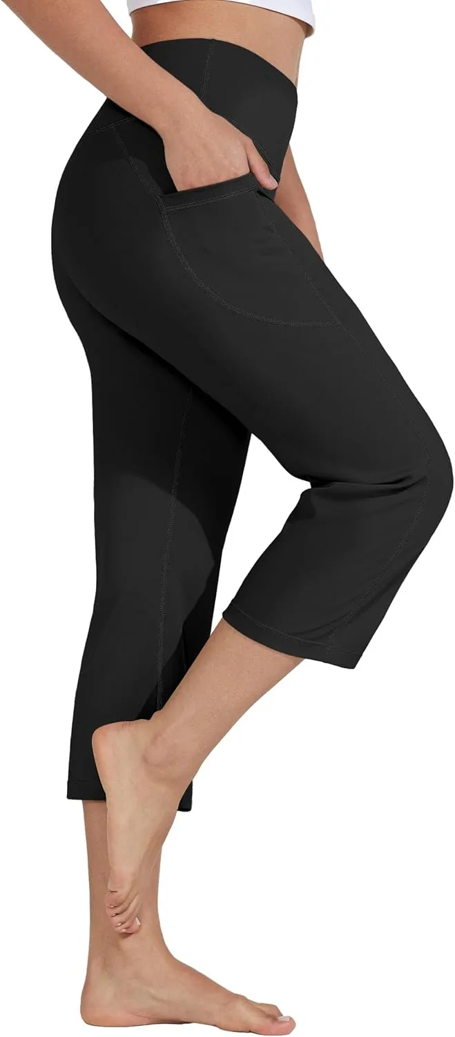 Willit Women's Yoga Capris Pants High Waist Leggings Crop Straight Leg Athletic Exercise Workout Capris 21"