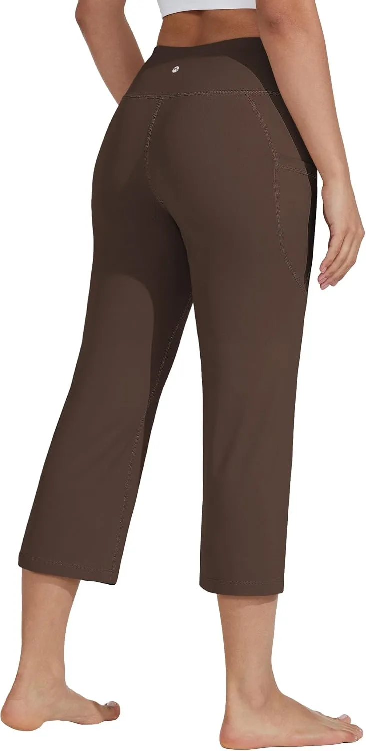 Willit Women's Yoga Capris Pants High Waist Leggings Crop Straight Leg Athletic Exercise Workout Capris 21"