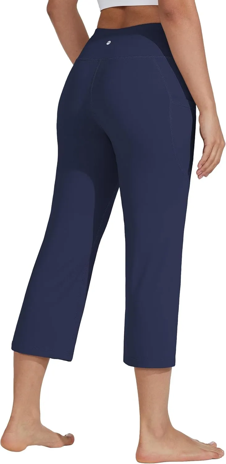 Willit Women's Yoga Capris Pants High Waist Leggings Crop Straight Leg Athletic Exercise Workout Capris 21"