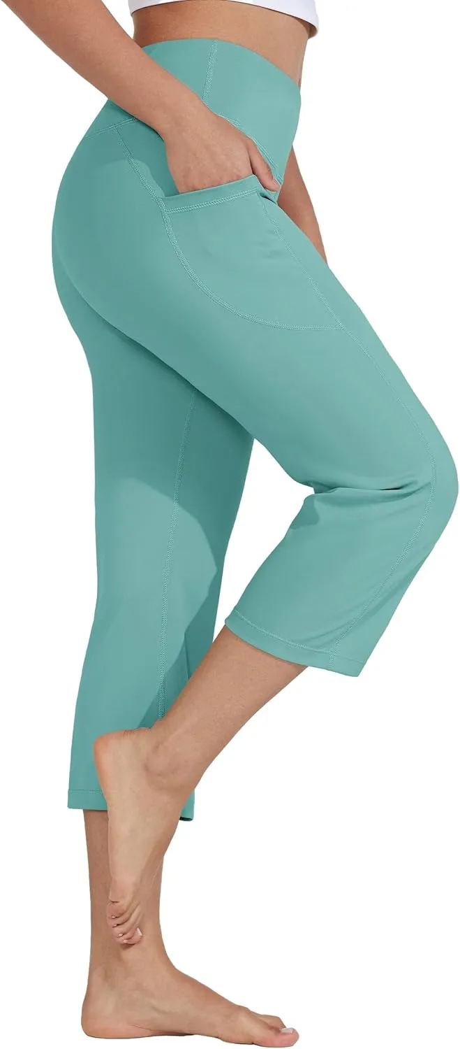 Willit Women's Yoga Capris Pants High Waist Leggings Crop Straight Leg Athletic Exercise Workout Capris 21"