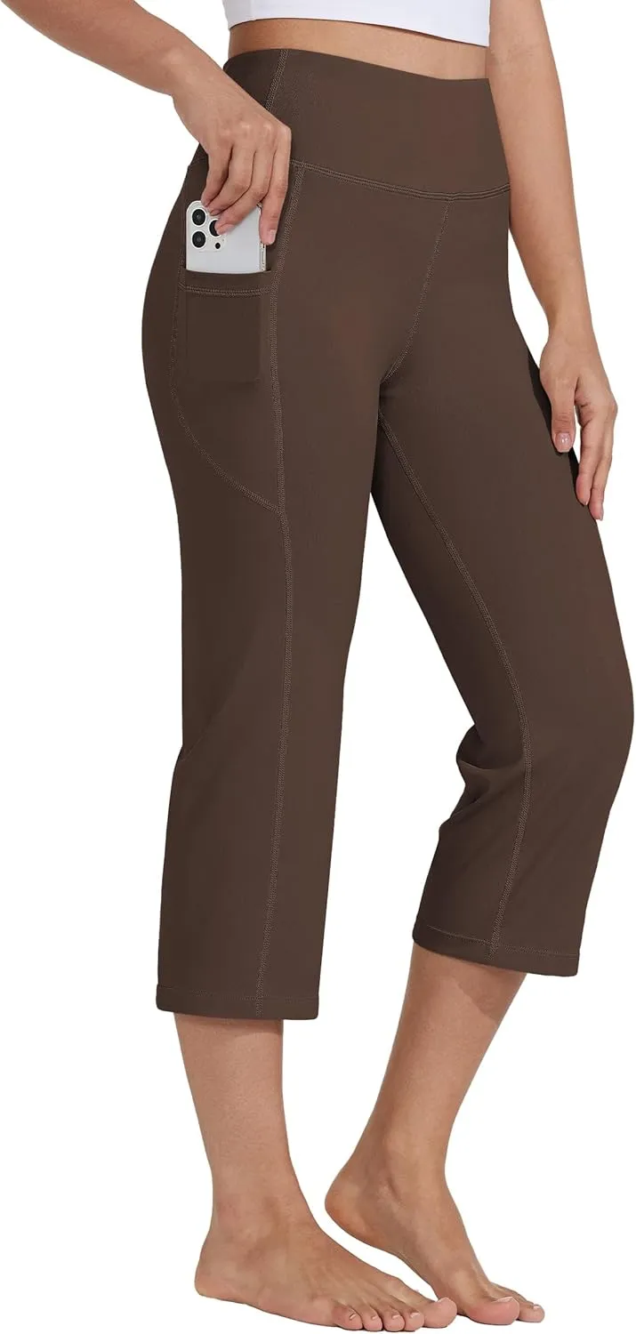 Willit Women's Yoga Capris Pants High Waist Leggings Crop Straight Leg Athletic Exercise Workout Capris 21"