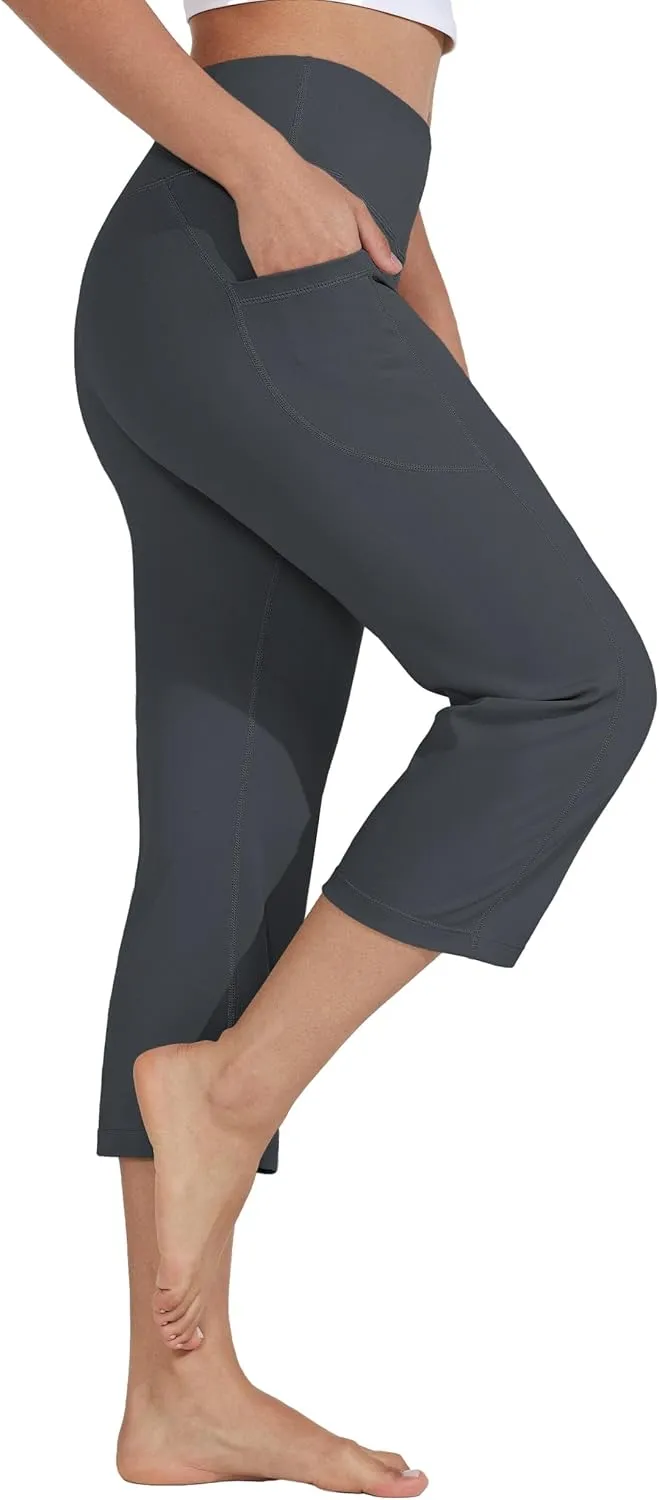 Willit Women's Yoga Capris Pants High Waist Leggings Crop Straight Leg Athletic Exercise Workout Capris 21"