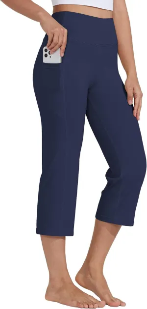 Willit Women's Yoga Capris Pants High Waist Leggings Crop Straight Leg Athletic Exercise Workout Capris 21"