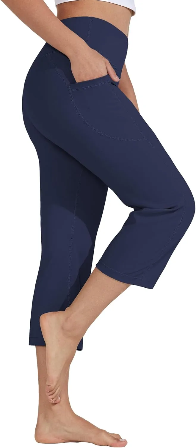 Willit Women's Yoga Capris Pants High Waist Leggings Crop Straight Leg Athletic Exercise Workout Capris 21"