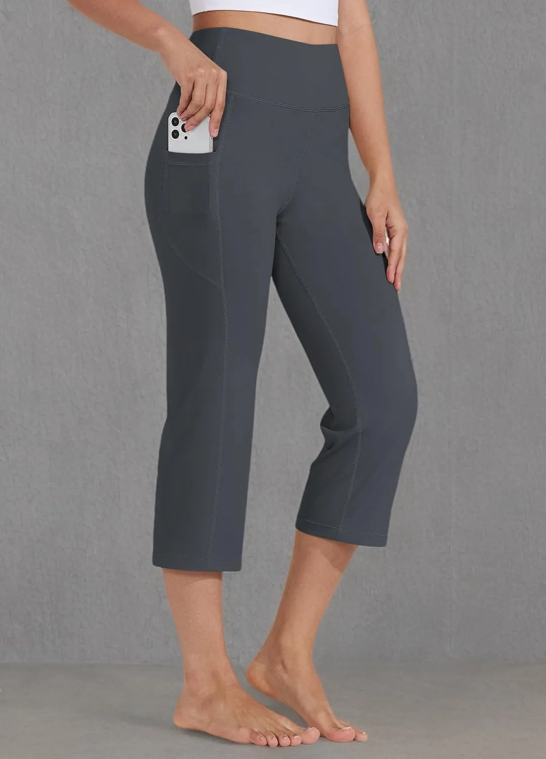 Willit Women's Yoga Capris Pants High Waist Leggings Crop Straight Leg Athletic Exercise Workout Capris 21"