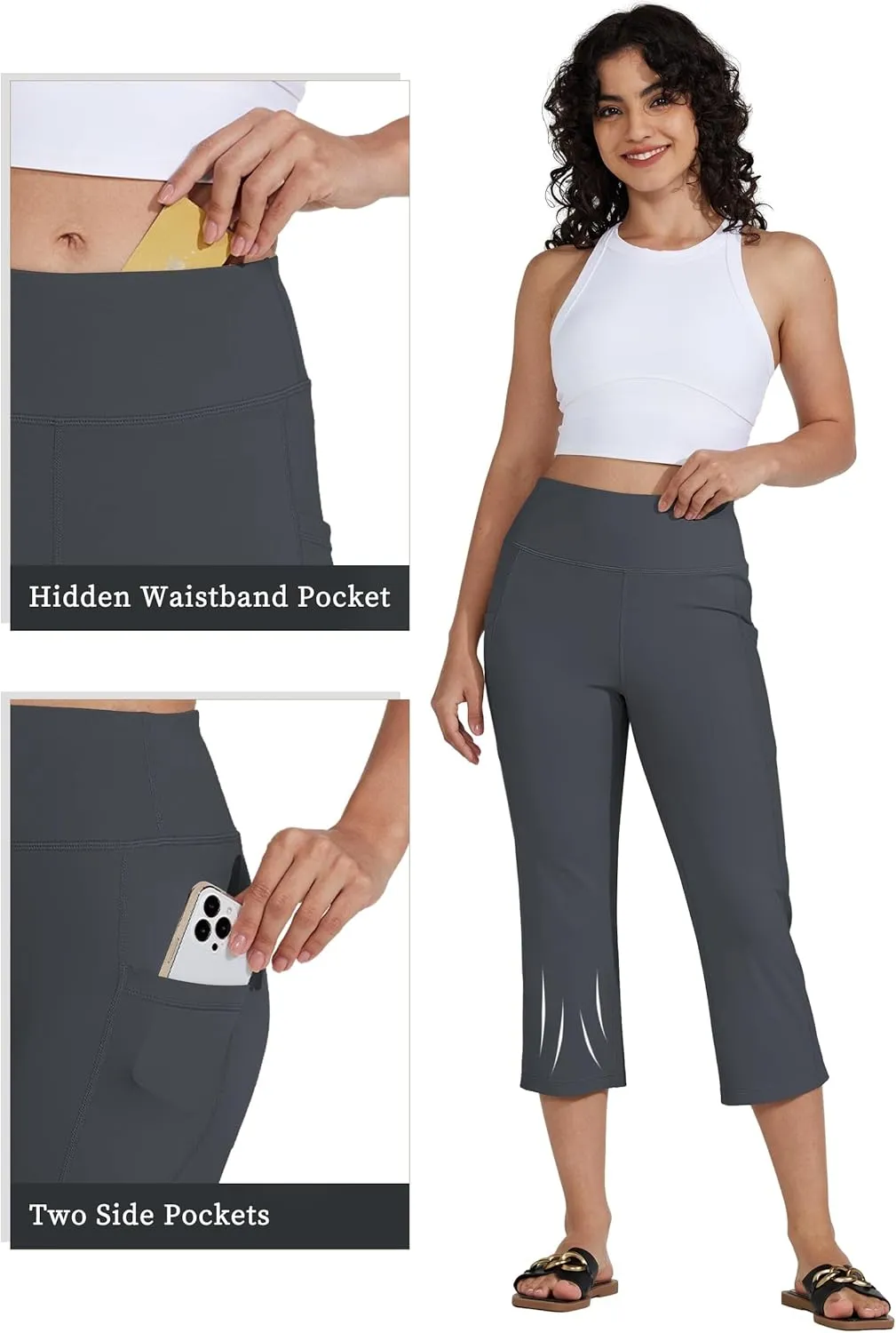 Willit Women's Yoga Capris Pants High Waist Leggings Crop Straight Leg Athletic Exercise Workout Capris 21"