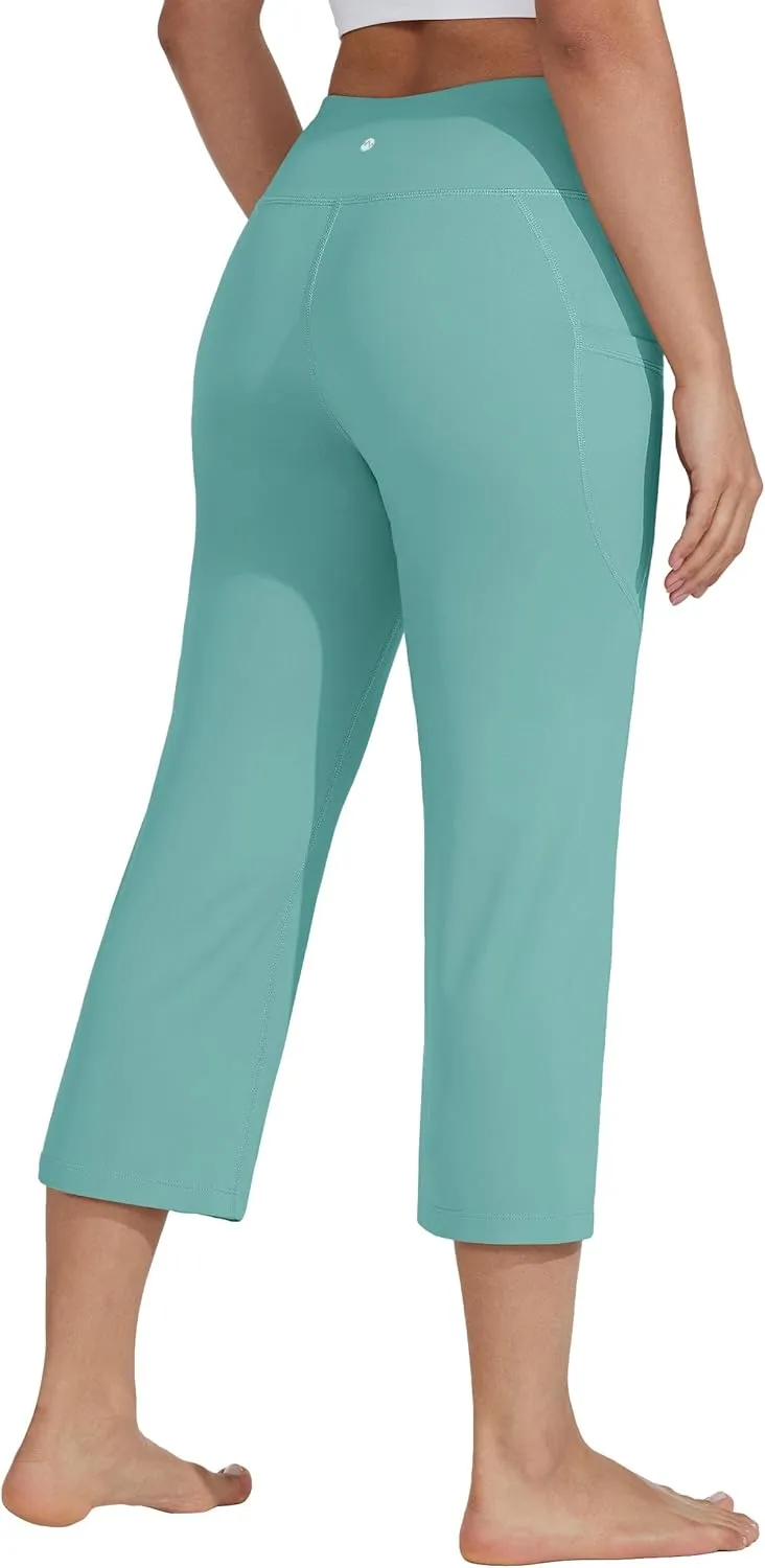 Willit Women's Yoga Capris Pants High Waist Leggings Crop Straight Leg Athletic Exercise Workout Capris 21"