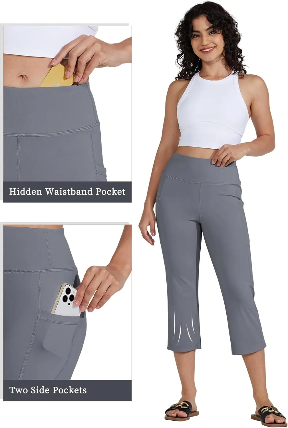 Willit Women's Yoga Capris Pants High Waist Leggings Crop Straight Leg Athletic Exercise Workout Capris 21"