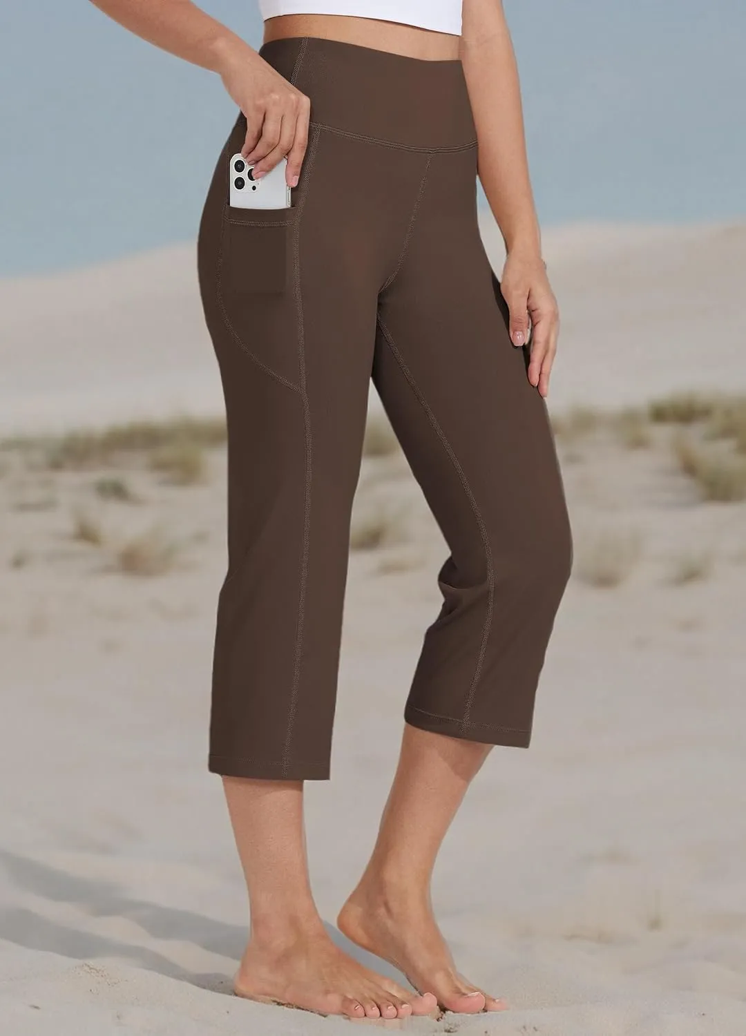 Willit Women's Yoga Capris Pants High Waist Leggings Crop Straight Leg Athletic Exercise Workout Capris 21"