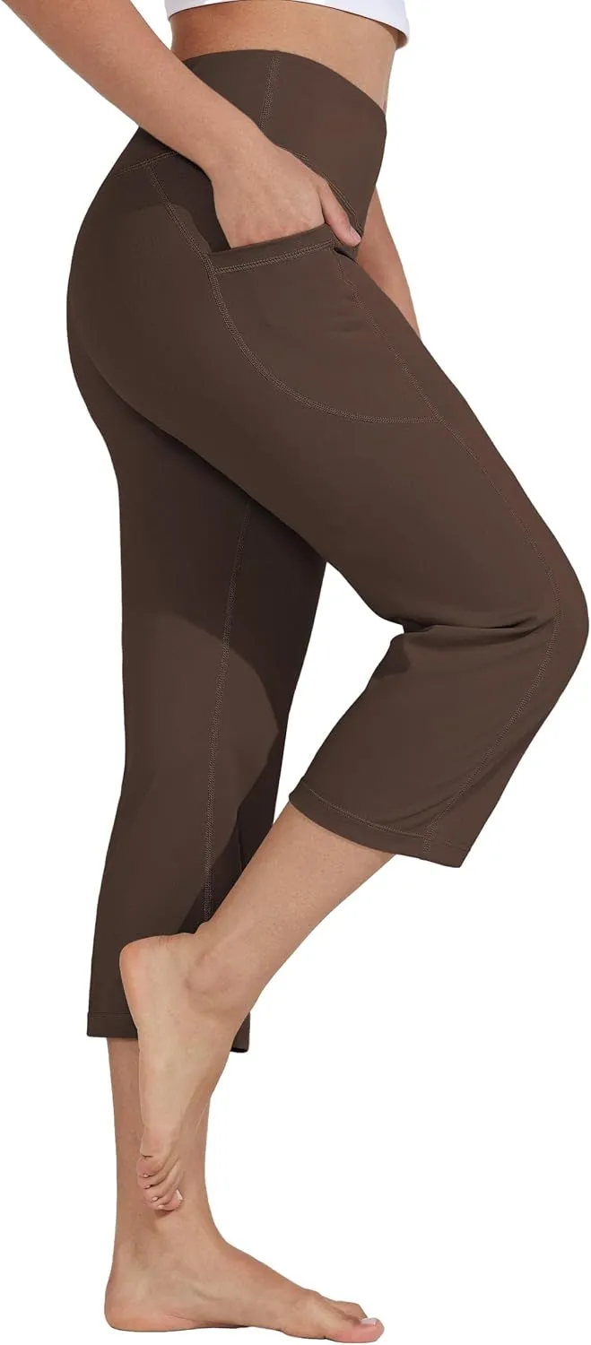 Willit Women's Yoga Capris Pants High Waist Leggings Crop Straight Leg Athletic Exercise Workout Capris 21"