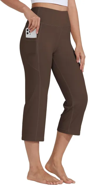 Willit Women's Yoga Capris Pants High Waist Leggings Crop Straight Leg Athletic Exercise Workout Capris 21"