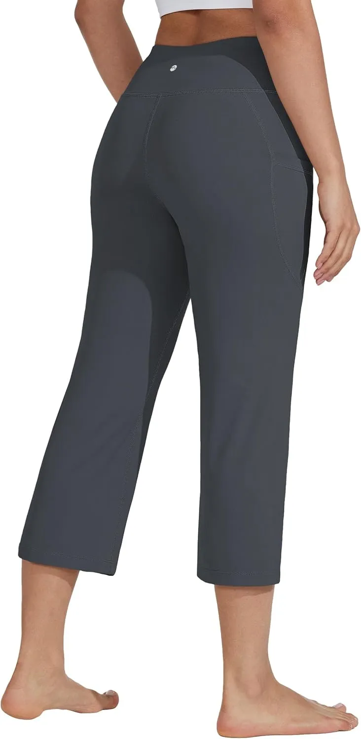 Willit Women's Yoga Capris Pants High Waist Leggings Crop Straight Leg Athletic Exercise Workout Capris 21"