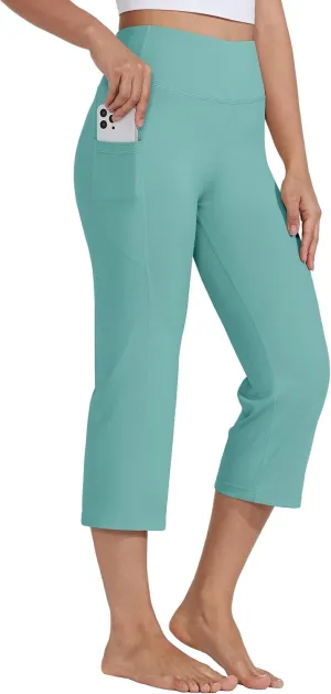 Willit Women's Yoga Capris Pants High Waist Leggings Crop Straight Leg Athletic Exercise Workout Capris 21"