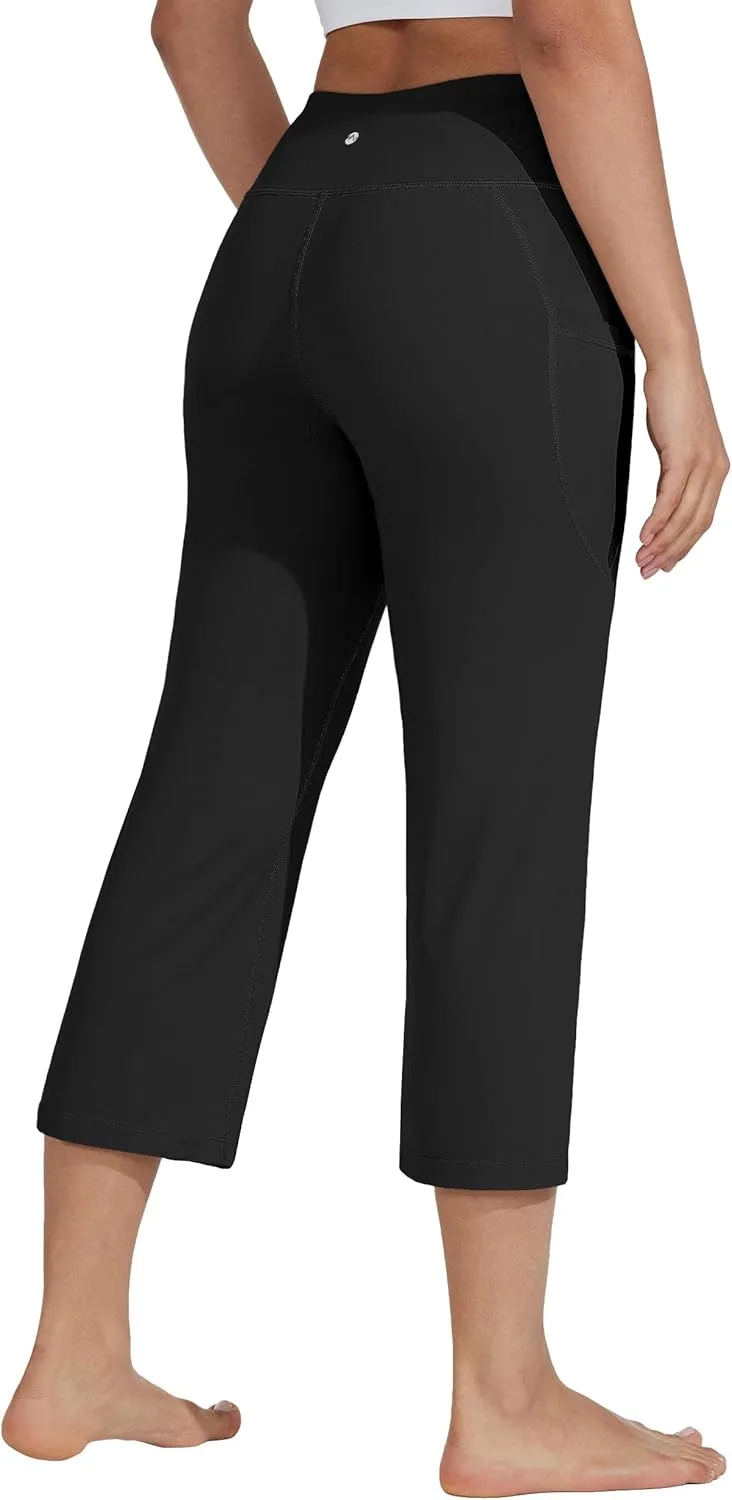Willit Women's Yoga Capris Pants High Waist Leggings Crop Straight Leg Athletic Exercise Workout Capris 21"