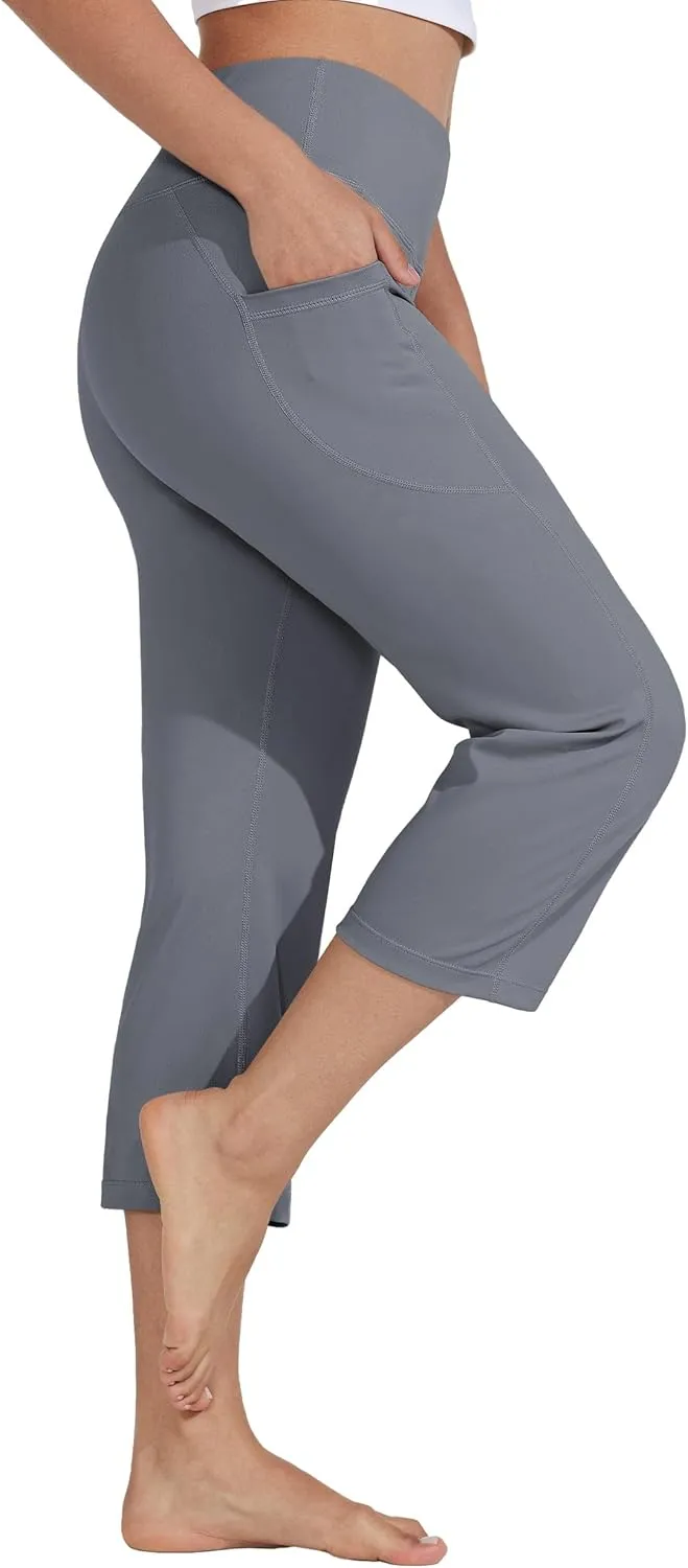 Willit Women's Yoga Capris Pants High Waist Leggings Crop Straight Leg Athletic Exercise Workout Capris 21"