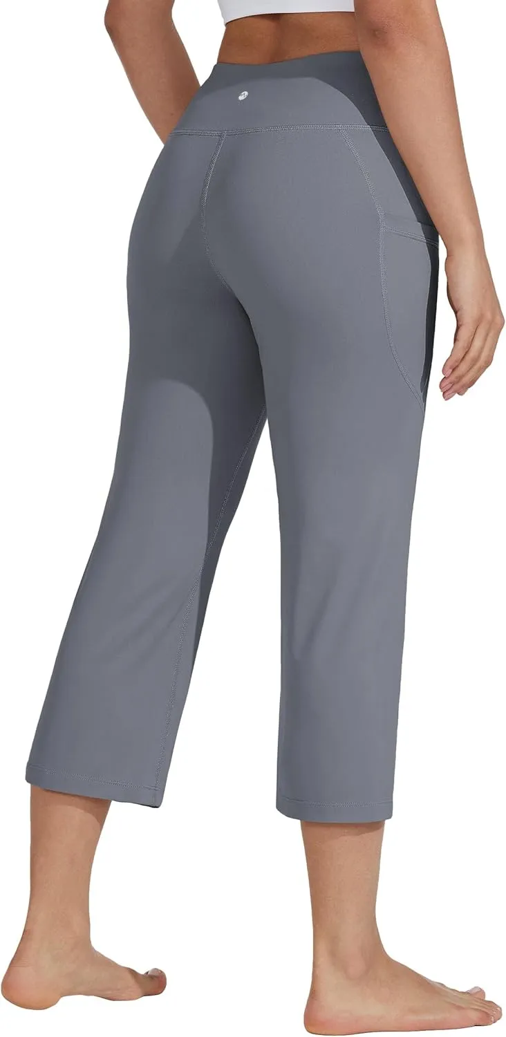 Willit Women's Yoga Capris Pants High Waist Leggings Crop Straight Leg Athletic Exercise Workout Capris 21"