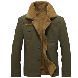 Winter Jacket Men Velvet Thick Lapel Uniform Autumn New Bomber Jacket