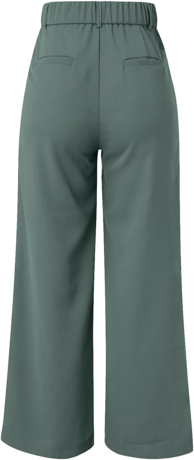 Women Cotton Linen Summer Drawstring Pants Elastic Waist Stretchy Slim Fit Pant Trousers Trendy