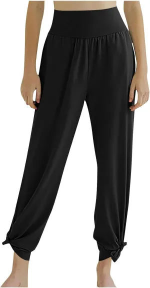 Women's 2024 Casual Solid Pants Fashion Elastic Waist Trousers with Pockets High Waist Leggings Lounger Sweatpants