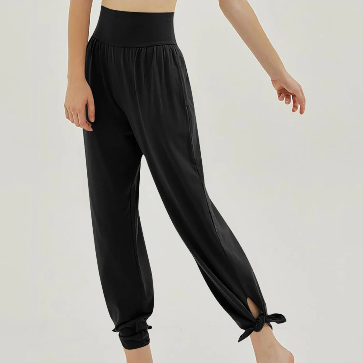 Women's 2024 Casual Solid Pants Fashion Elastic Waist Trousers with Pockets High Waist Leggings Lounger Sweatpants
