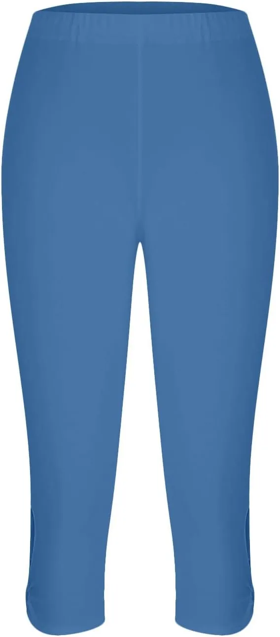 Womens Capri Leggings Summer Plus Size Capris Workout Yoga High Waisted Capri Pants Casual Pull On Capris with Pockets