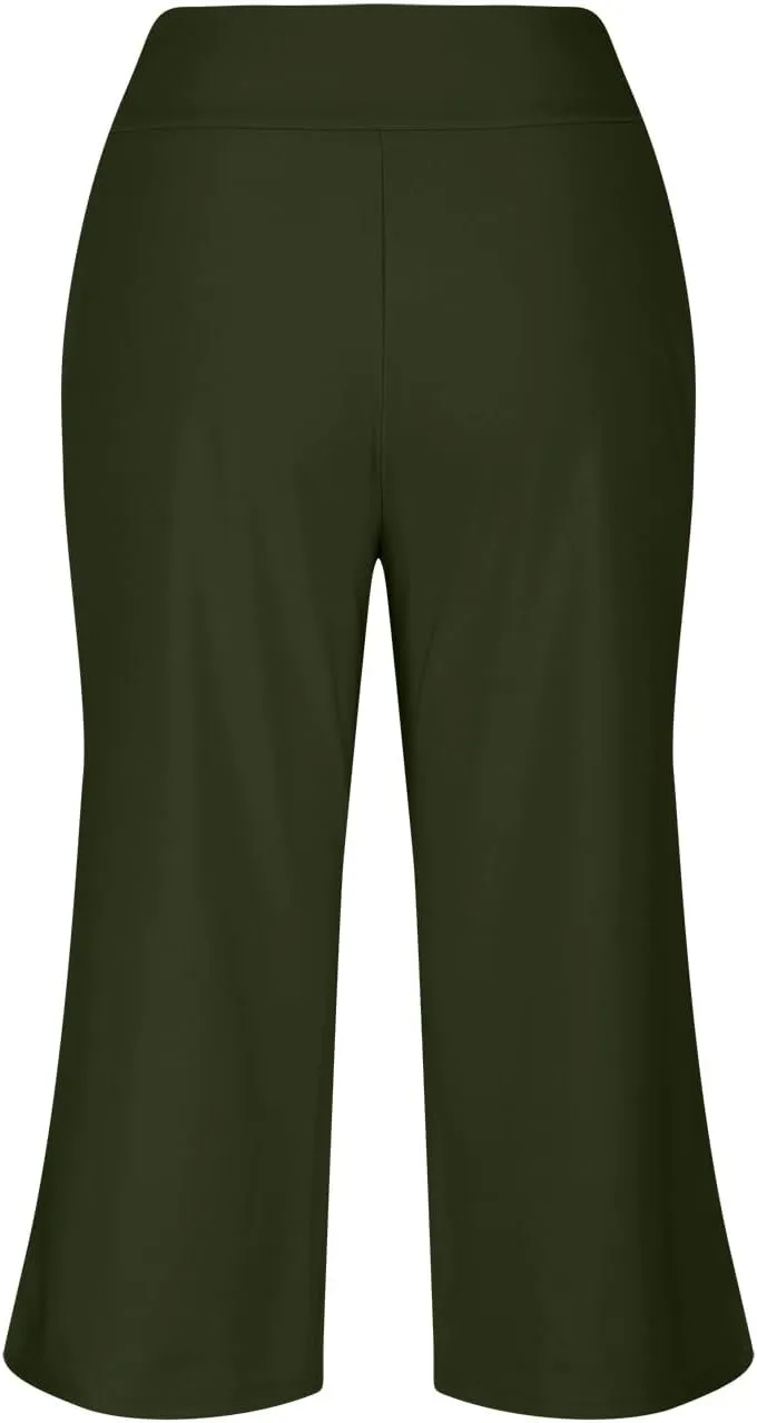 Womens Capri Pants 2025 Summer Casual High Waist Pants Loose Comfy Trendy Dressy Cropped Trouser Athletic Gym Workout