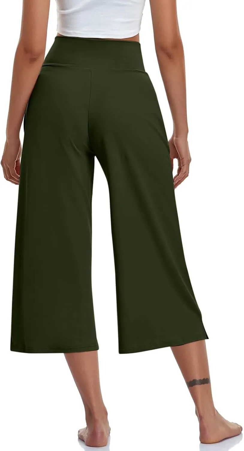 Womens Capri Pants 2025 Summer Casual High Waist Pants Loose Comfy Trendy Dressy Cropped Trouser Athletic Gym Workout