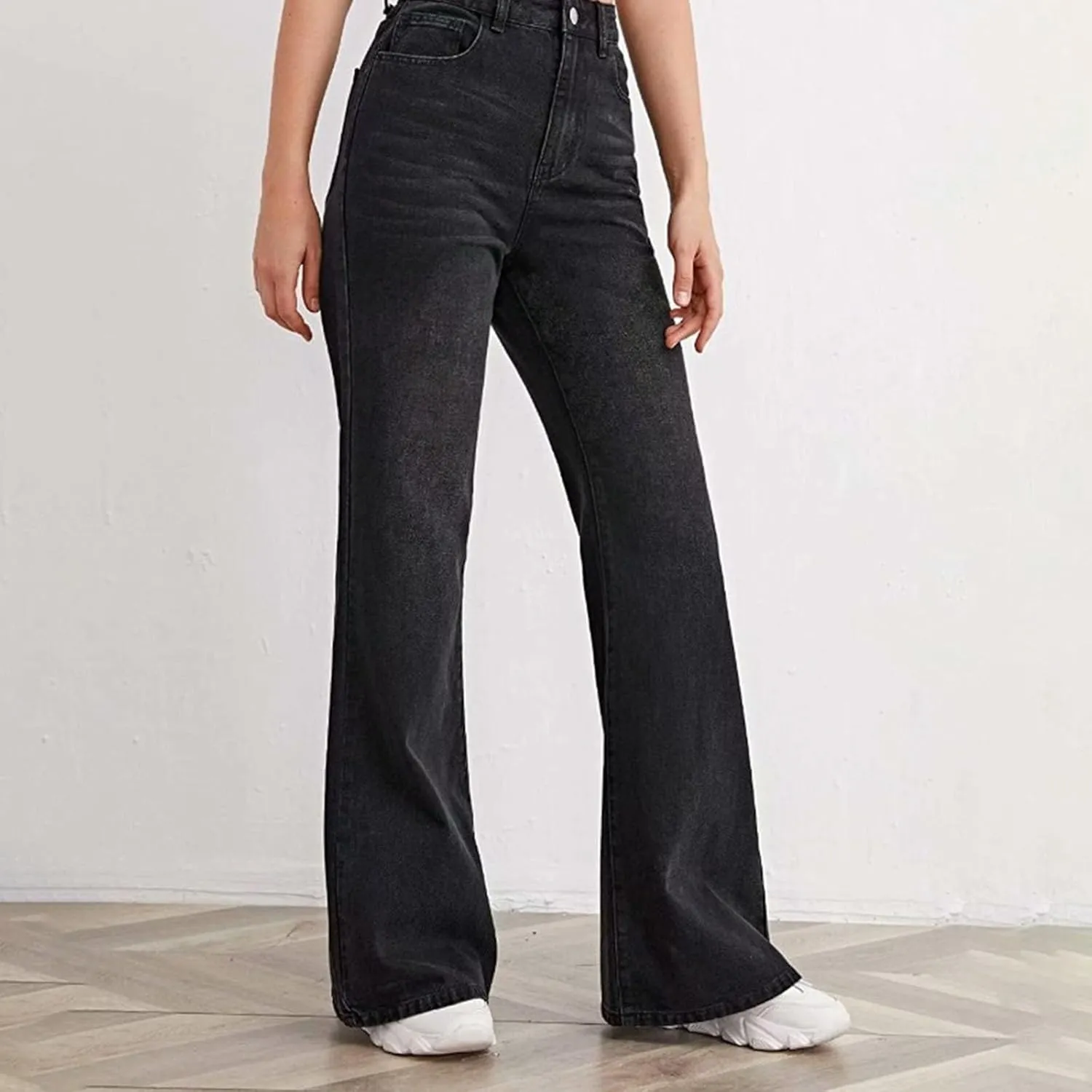 Women's Casual High Waisted Wide Leg Denim Jeans Straight Wide Leg Loose Denim Pants Y2K Harajuku Style Trousers