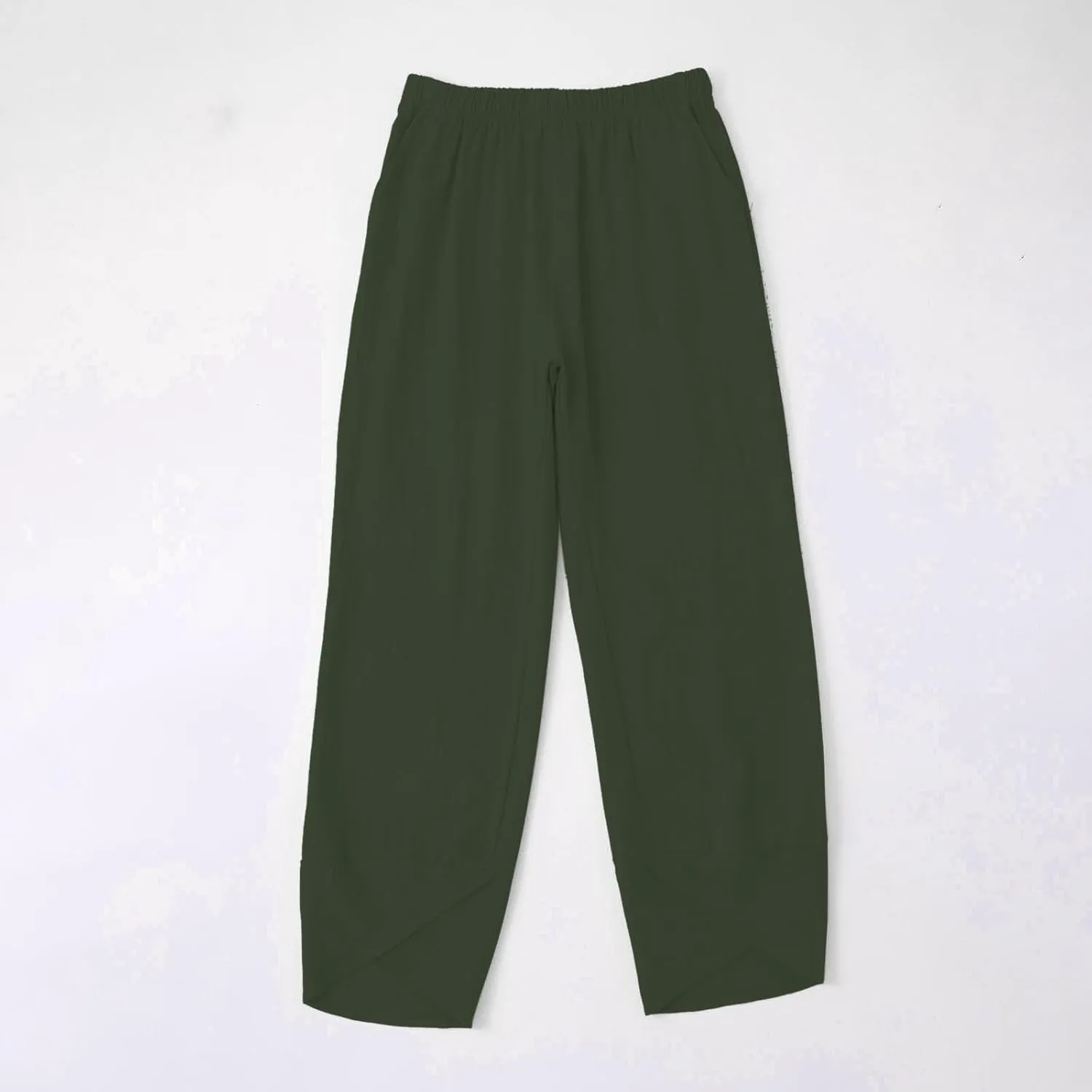 Womens Cotton Linen Straight Pants Spring Summer High-Waist Pant Loose Trousers with Irregular Pant Legs for Vacation