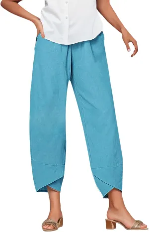 Womens Linen Pants Loose Summer Casual Beach Solid Color Plus Size High Waisted Linen Pants 2025 Work Trousers with Pockets