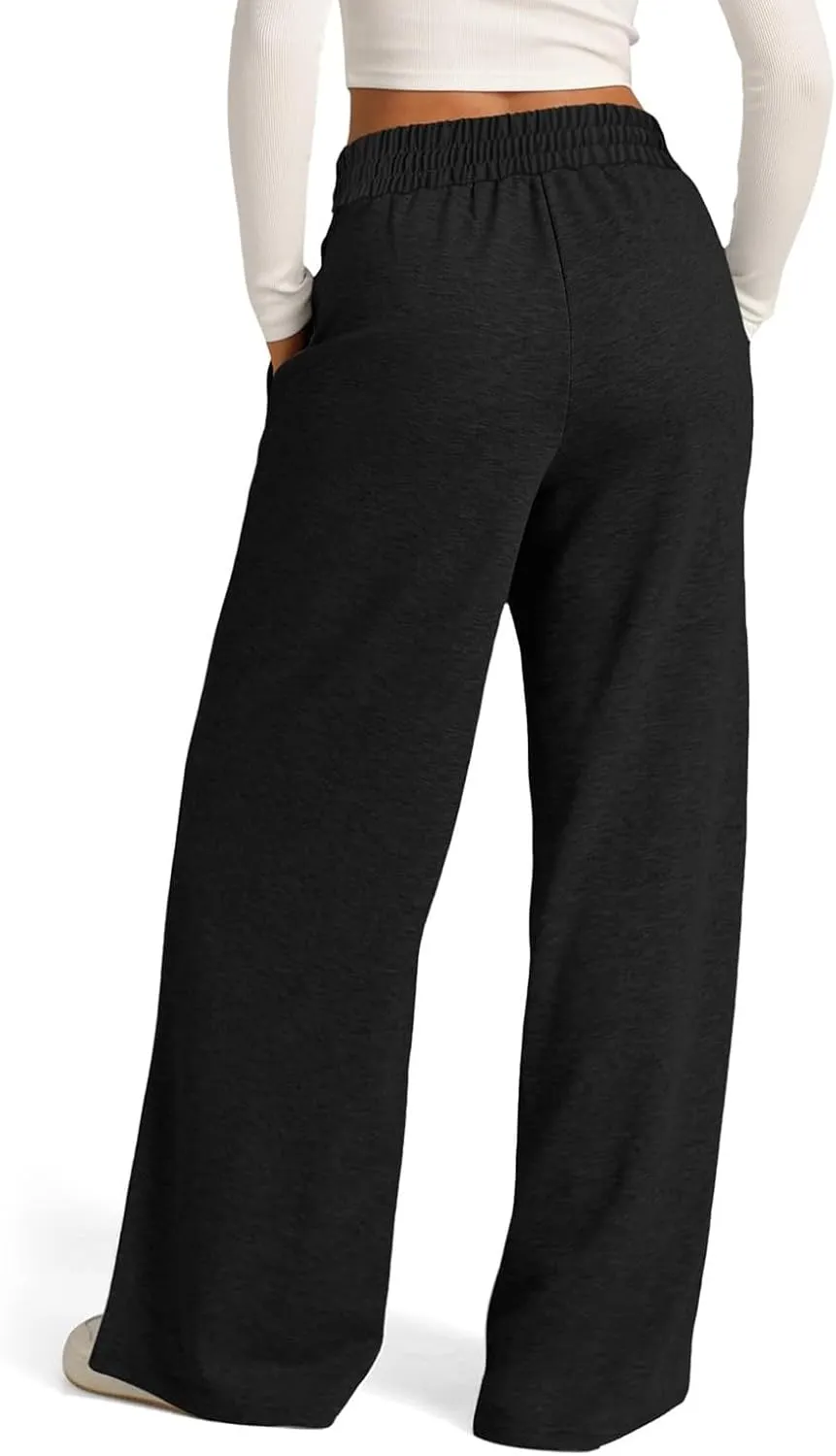 Women's Pants, Linen Pants Summer High Waisted Straight Leg Wide Lightweight Loose
